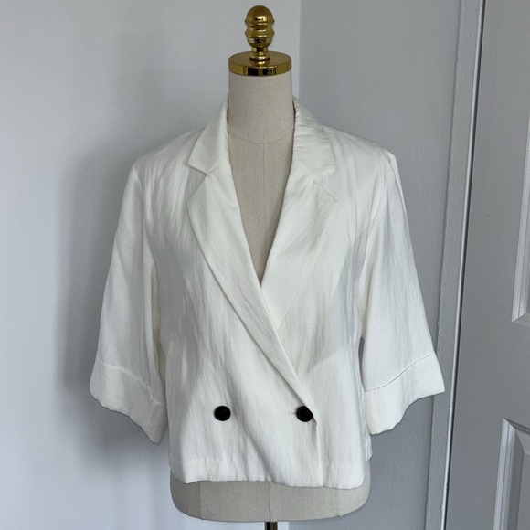 ZARA white cropped double breasted blazer NWT - Picture 8 of 10